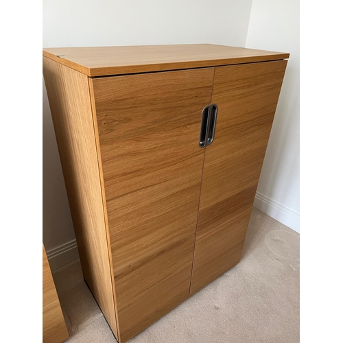 180 - A contemporary office cupboard opening to shelves (H120cm W80cm D45cm)