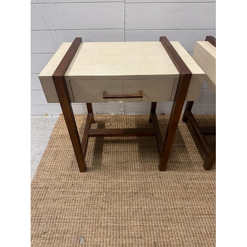 19 - A pair of contemporary bedside tables with copper effort banding (H58cm W61cm D45cm)