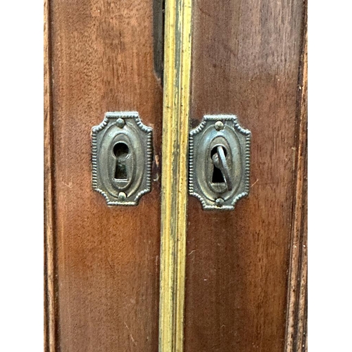 202 - An Edwardian style two over three dresser with three shelf and glazed cabinet above on splayed legs ... 