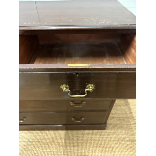 203 - A mahogany two over three chest of drawers with brass drop handles (H105cm W106cm D47cm)