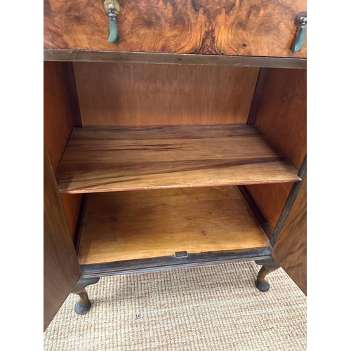 207 - A Flame Mahogany cabinet with single drawer over, on cabriole legs ( 105cm x  45cm x 75cm)