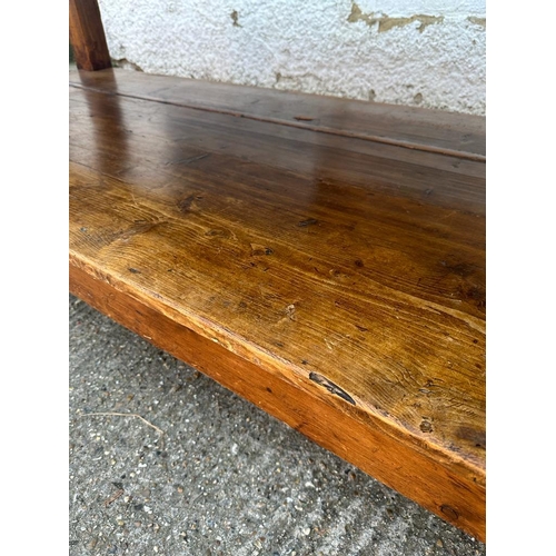 220 - A 19th Century oak work bench/refectory table  (H81cm W230cm D94cm)