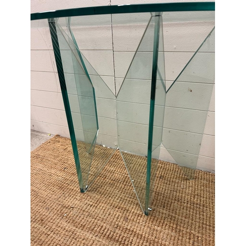 248 - A contemporary glass demi lune hall table AF