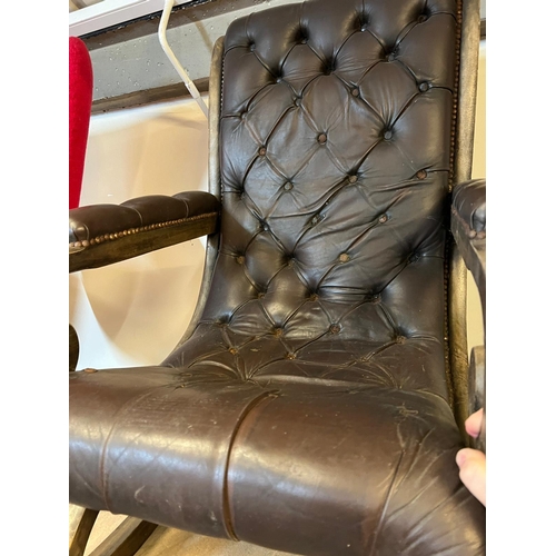 265 - A Chesterfield brown rocking chair