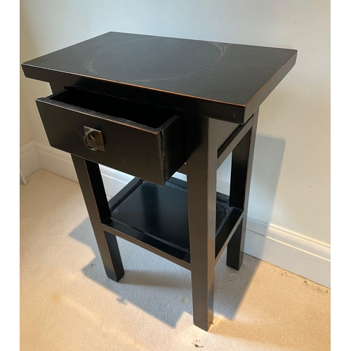 28 - A Chinese style black lacquer side table (H70cm W49cm D28cm)