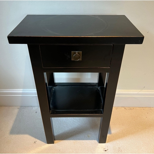 28 - A Chinese style black lacquer side table (H70cm W49cm D28cm)