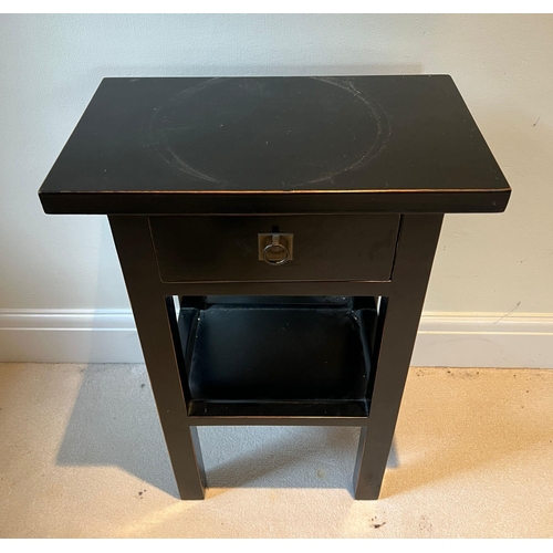 28 - A Chinese style black lacquer side table (H70cm W49cm D28cm)