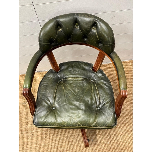 3 - A R.M office/captain chair with aged green leather