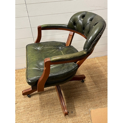 3 - A R.M office/captain chair with aged green leather