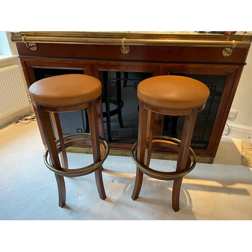 30 - Two bar stools with brass foot rests