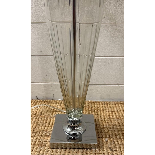 300 - A pair of contemporary cut glass table lamps on chrome bases (H61cm)