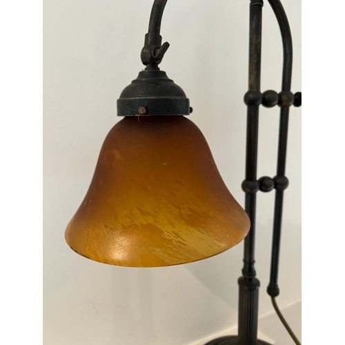 311 - A French style table lamp with an iridescent glass shade