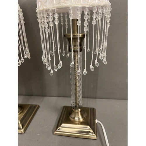 320 - A pair of contemporary lamps with beaded lampshades