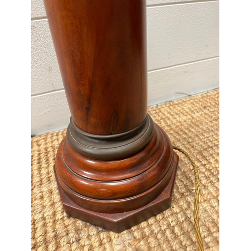 322 - A single column wooden lamp base, with bronze top Height 68cm