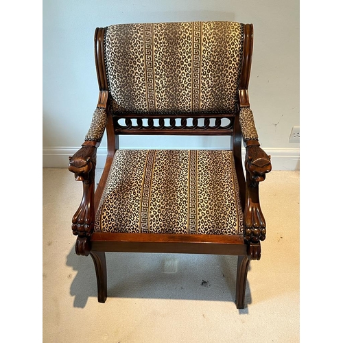 36 - Louis style side chair with carved lion head arms