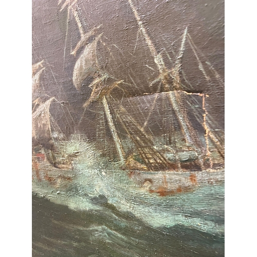 374 - George Fagan BRADSHAW (1887-1960) Ship on a stormy sea, Oil on canvas AF 92cm x 80cm