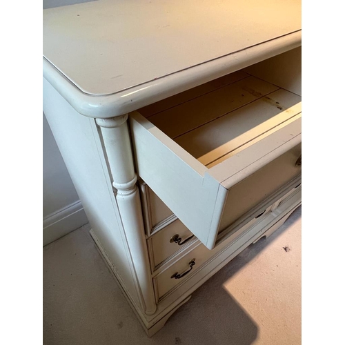 40 - A Laura Ashley long chest of drawers on bracket feet (H93cm W143cm D48cm)