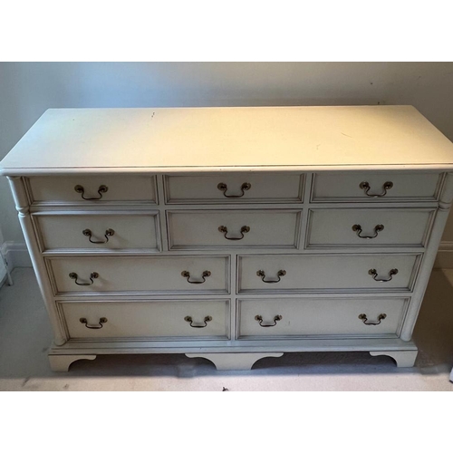 40 - A Laura Ashley long chest of drawers on bracket feet (H93cm W143cm D48cm)