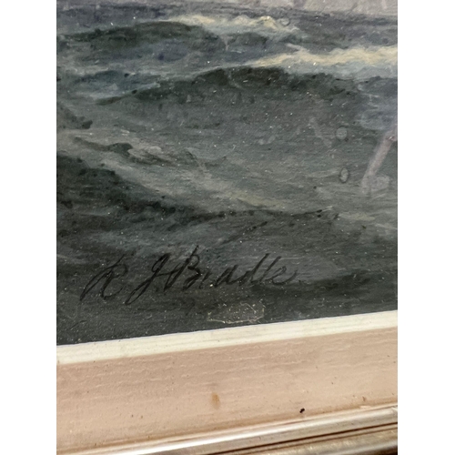 408 - Richard Julius Biddle watercolour of a nautical scene (44cm x 28cm)