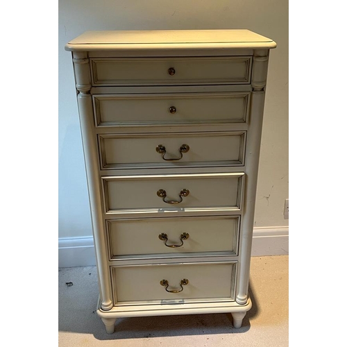 41 - A Laura Ashley tall boy style chest of drawers (H108cm W59cm D37cm)