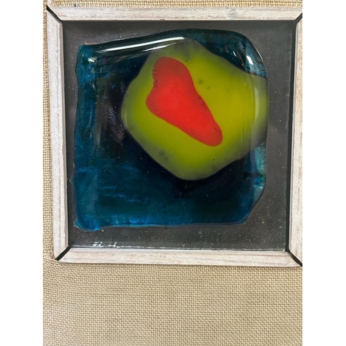 411 - Joan GODFREY (British 20th Century) Abstract, Fused glass, Artist's card verso,  2.75