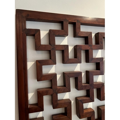 424 - A Geometric wooden art panel 175cm x 52cm