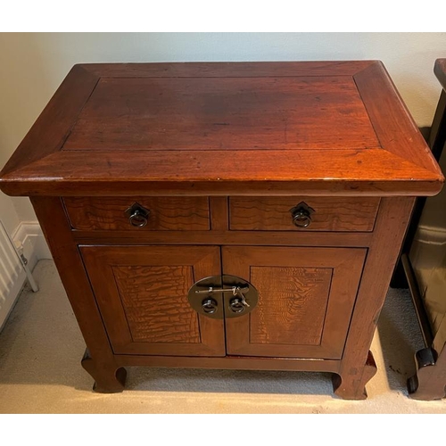 43 - A pair of Chinese style bedsides (One AF) (H70cm W67cm D41cm)