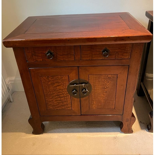 43 - A pair of Chinese style bedsides (One AF) (H70cm W67cm D41cm)