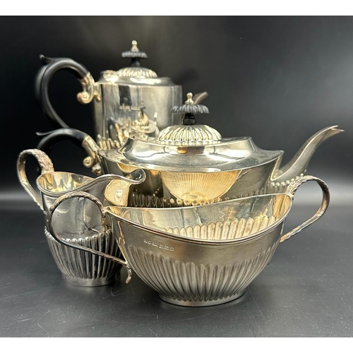 435 - A Four Piece silver tea service to include teapot, hot water jug, sugar bowl and milk jug by A Marst... 