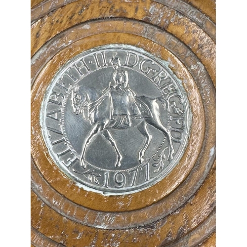 442 - Merchant Taylors' Company 1327-1977 silver wine coaster, hallmarked 1977.