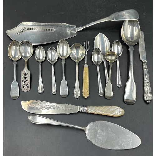 A selection of silver flatware various makers, hallmarks and styles