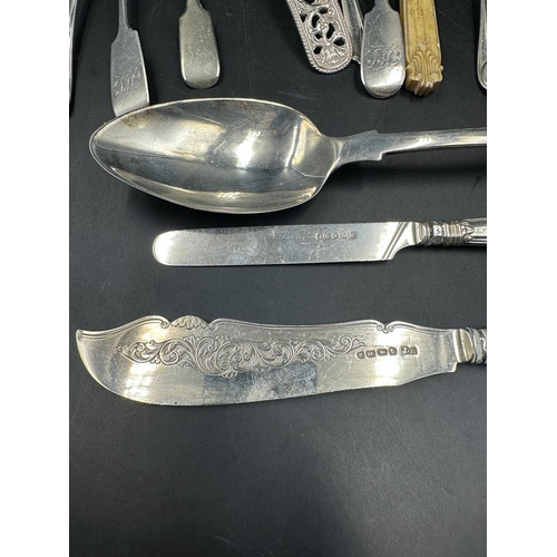 444 - A selection of silver flatware various makers, hallmarks and styles. (Approximate Weight 400g)