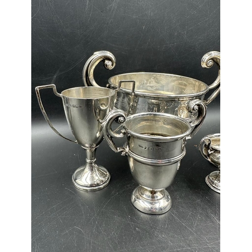 445 - A selection of five small hallmarked silver cups, various makers and hallmarks (Approximate Total We... 