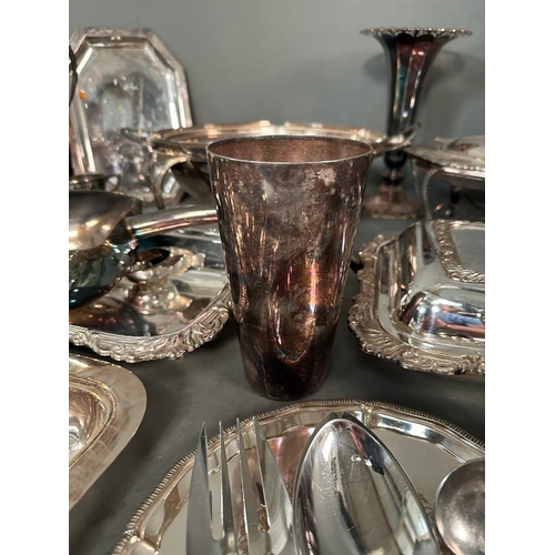 456 - A large volume of quality silver plated items to include serving dishes etc.