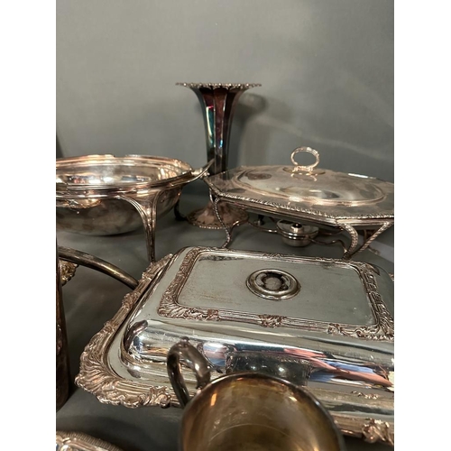 456 - A large volume of quality silver plated items to include serving dishes etc.