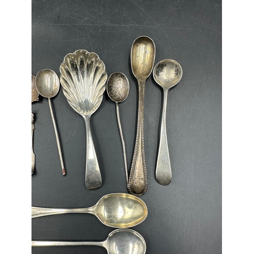 459 - A selection of silver hallmarked spoons some AF total weight 87g