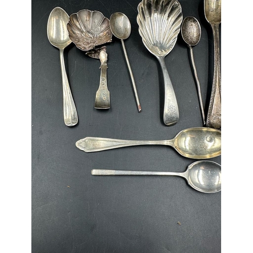 459 - A selection of silver hallmarked spoons some AF total weight 87g