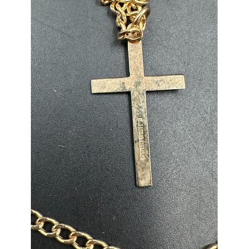 467 - A 9ct gold cross on chain and and AF 9ct gold ring (Approximate total weight 4.5g)