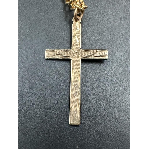 467 - A 9ct gold cross on chain and and AF 9ct gold ring (Approximate total weight 4.5g)