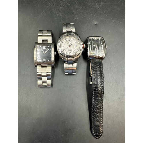 489 - A selection of three Gents fashion watches by Cerruti, Seiko and Emporio Armani