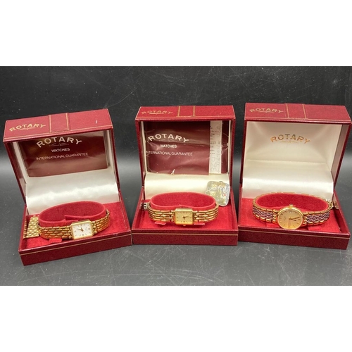 490 - A selection of three Ladies rotary wristwatches, all boxed.