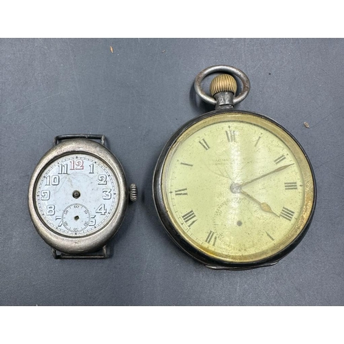 492 - A silver pocket watch and a silver wrist watch both marked 925. Both AF