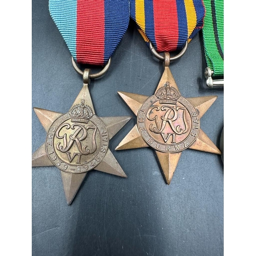 499 - Militaria: A WWII Medal Bar to include War Medal, Defence Medal, The Burma Star and 1939-45 Star.