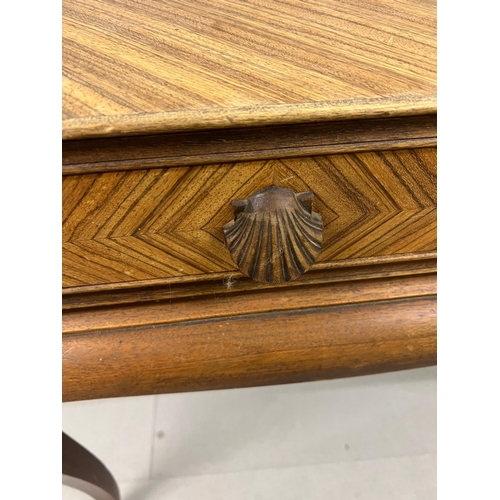 52 - A French 1950's herringbone inlaid console table (H 77cm x 48cm D x 100cm W)