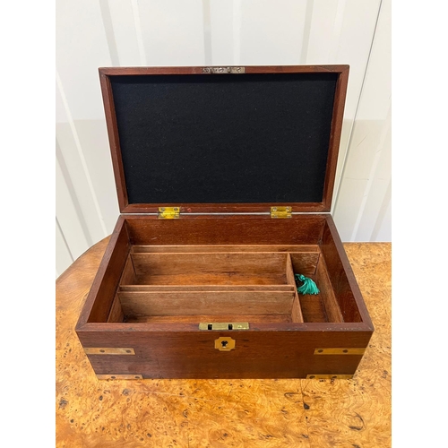 520 - A Brass banded mahogany correspondence box (17cm x 11cm x 27cm)