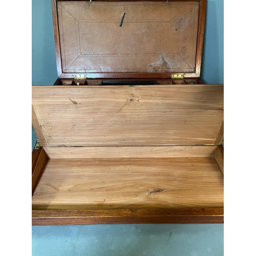 529 - A large and very sophisticated mid 19th Century teak and bras bound campaign writing box  with a ful... 