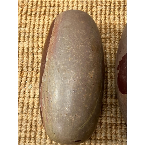 538 - Three decorative stone sculpture of ovoid form