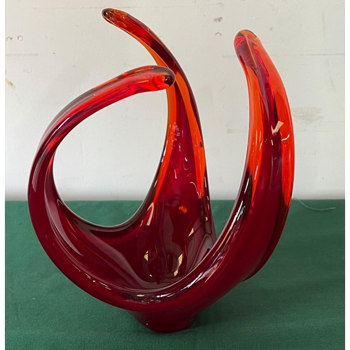 546 - A Murano style selenium red and orange glass sculpture (H24cm)