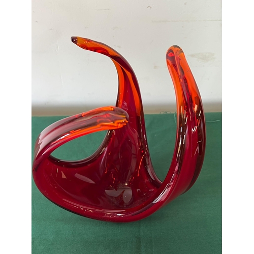 546 - A Murano style selenium red and orange glass sculpture (H24cm)