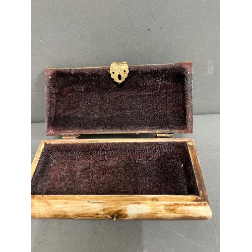 550 - A Bone carved trinket or jewellery box with brass fittings